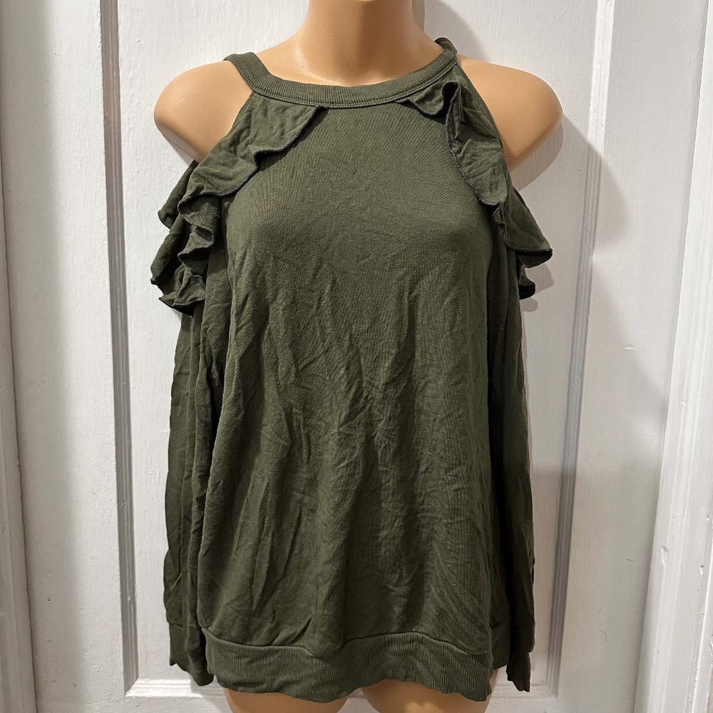 Express Olive Cold Shoulder Long Sleeve in S